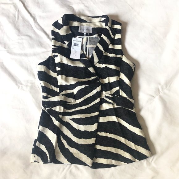 NWT Lucy Paris Zebra Print Vest Sleeveless Blazer - Size M - Picture 3 of 10